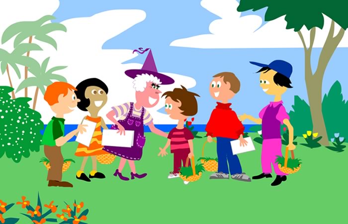 Tippity gives instructions to children